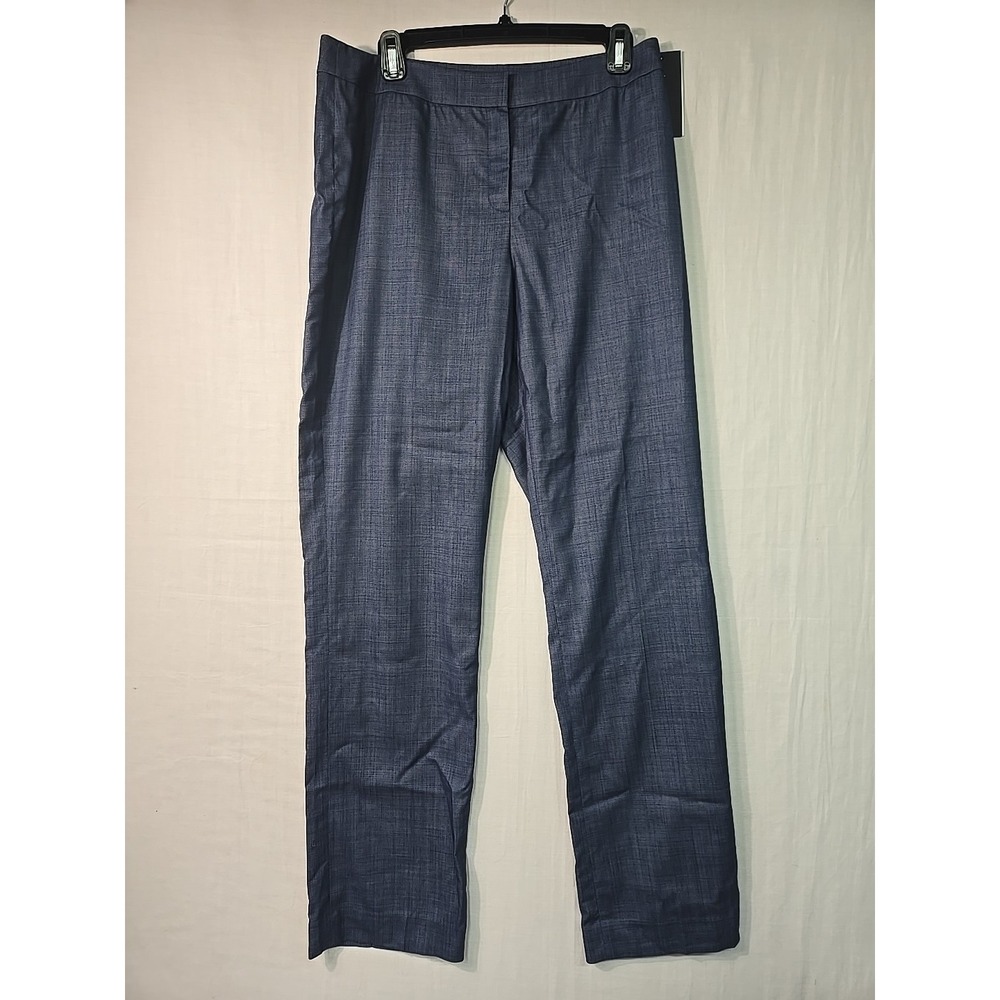 NWT Lafayette 148 Barrow Pants Dress Women's 10 Blue‎ Chambray Straight Wool